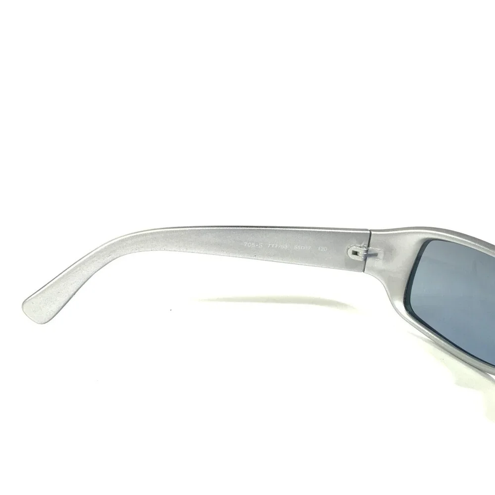 Emporio Armani Sunglasses 705-S 777/53 Blue Silver Rectangular with Blue Lenses